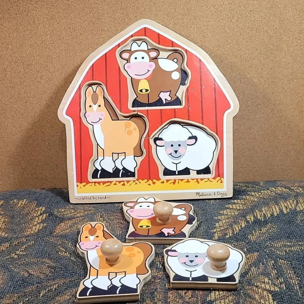 Melissa & Doug Barnyard Animals Jumbo Knob Puzzle - 3 Pieces